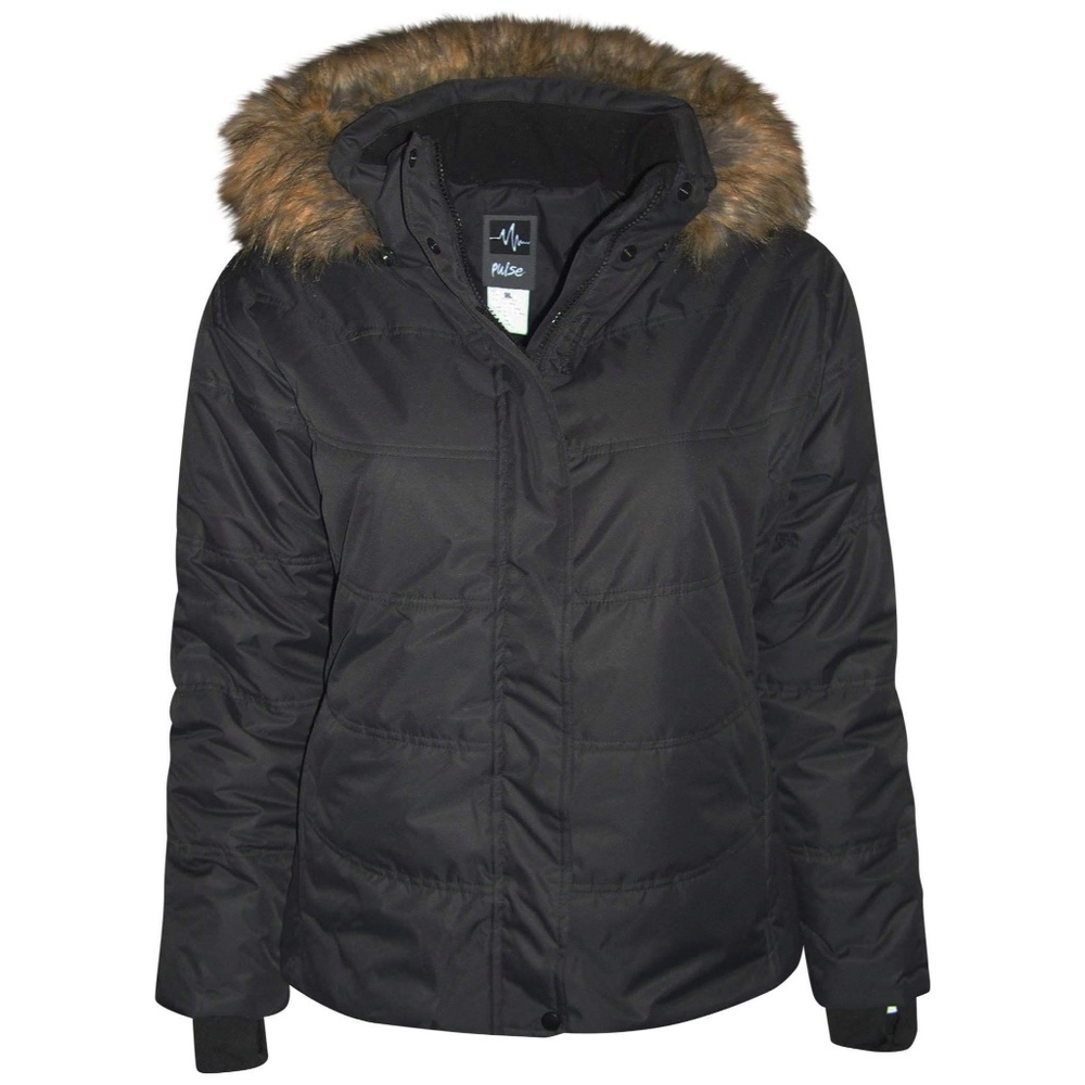 NWT Women's Plus Size Pulse Plus Size Winter Jacket Coat Hooded  Black 1X 16 18